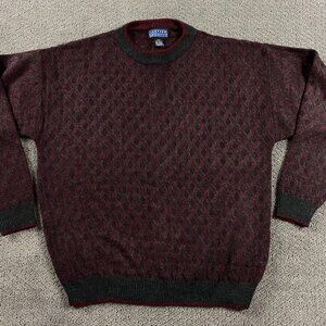 Vintage Jantzen Sweater Men's Medium Burgundy Gray Grunge Grandpa Dad Crewneck